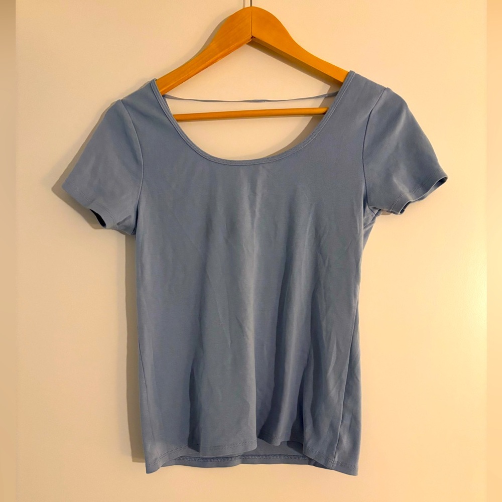 JOE FRESH 16” PTP Scoop Neck T-Shirt, Blue, Size Medium. - Picture 1 of 6
